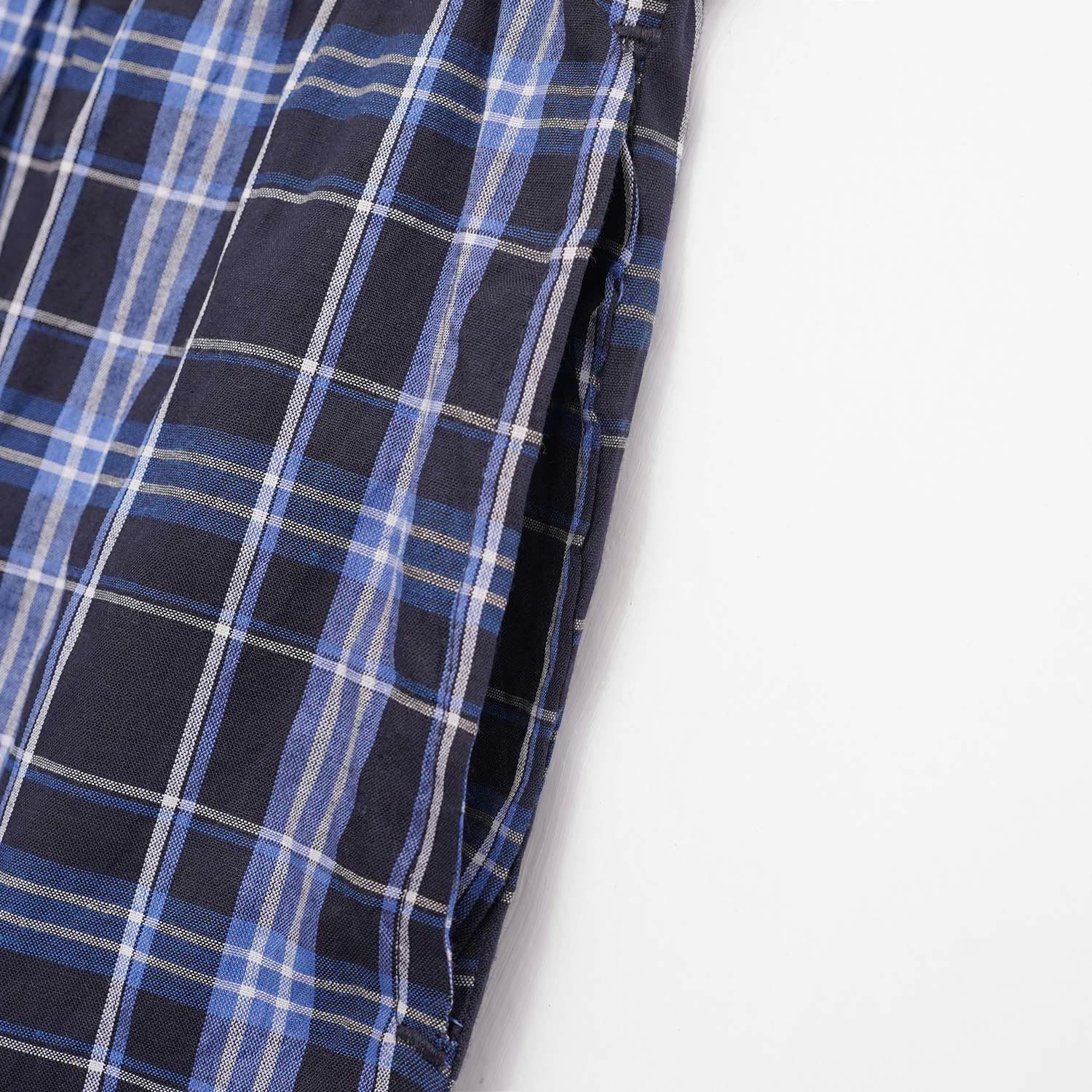 HG Exclusive Men's Cotton Check Style Summers Trouser - Navy