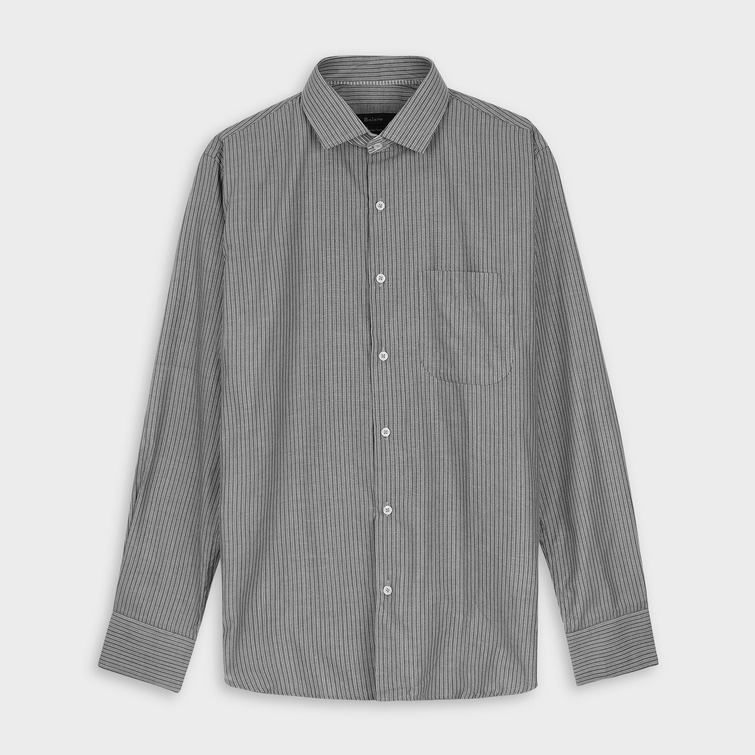 Oxford Collar Vertical Lining Semi Formal Shirt