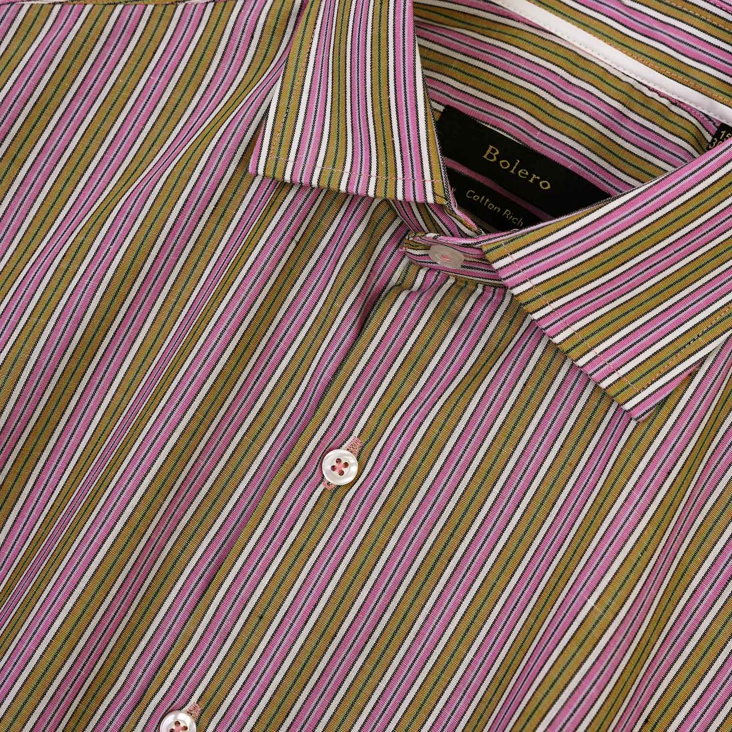 Oxford Collar Vertical Multi Lining Semi Formal Shirt