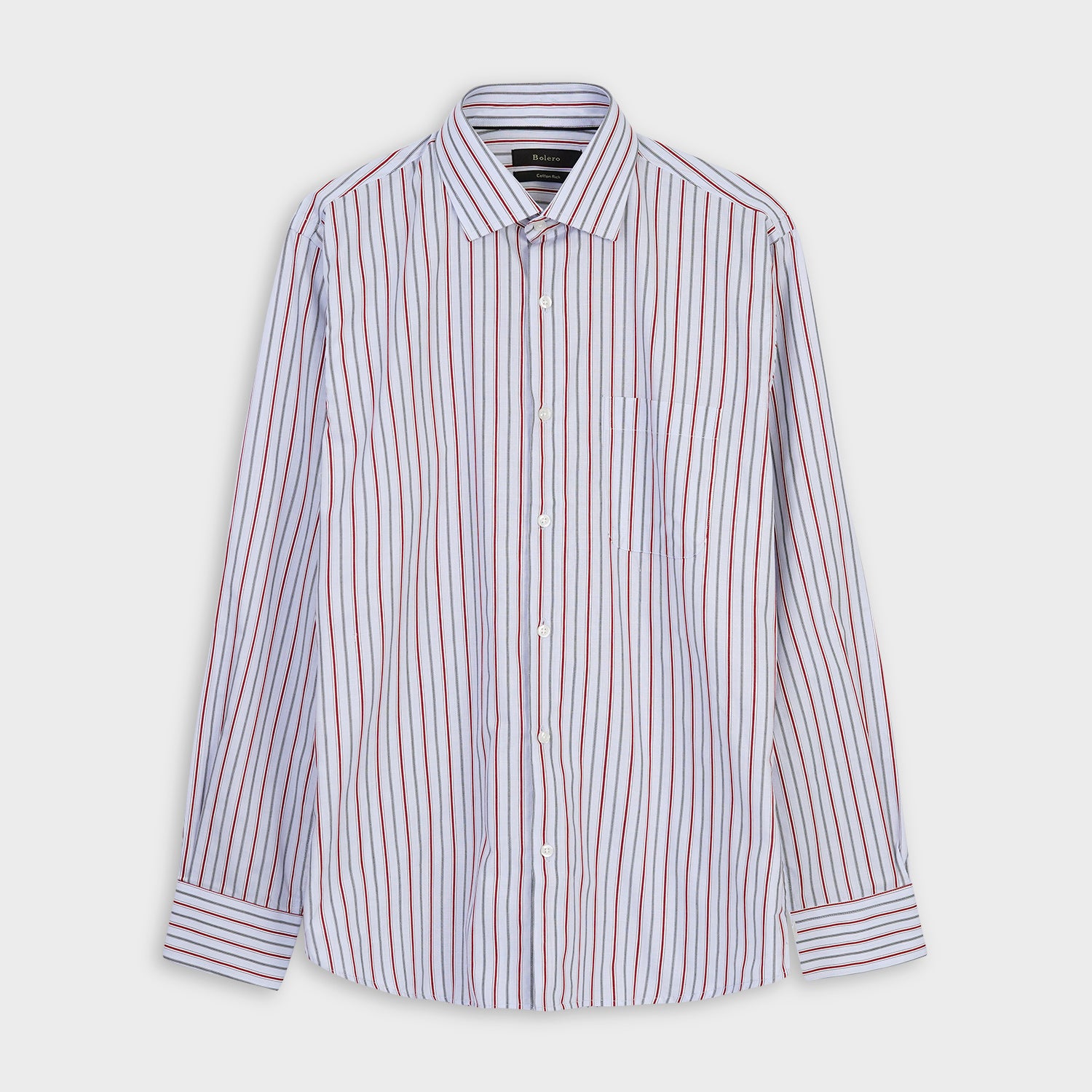 Oxford Collar Vertical Multi Lining Semi Formal Shirt