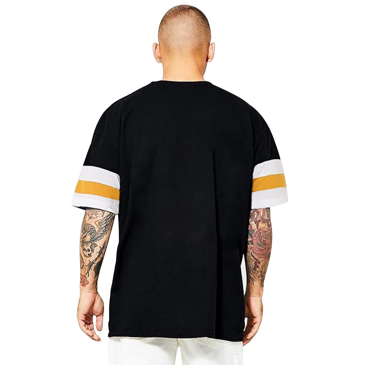 Oversize Down Shoulder Tee Shirt - Black