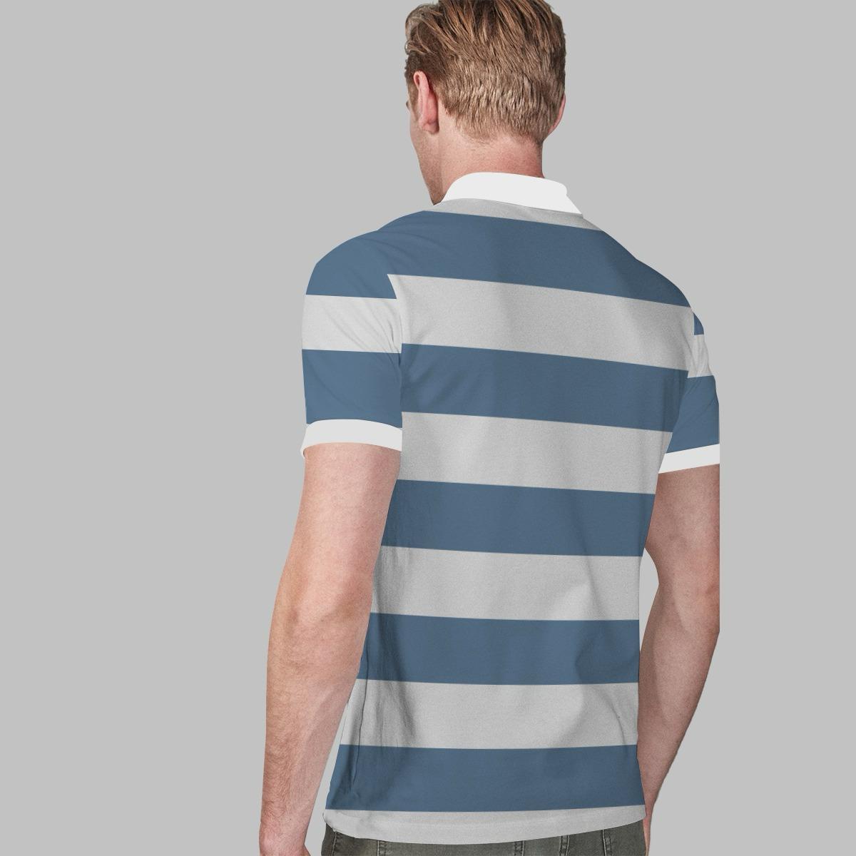 Men's Exclusive Blue White Yarn Dyed Polo Shirt