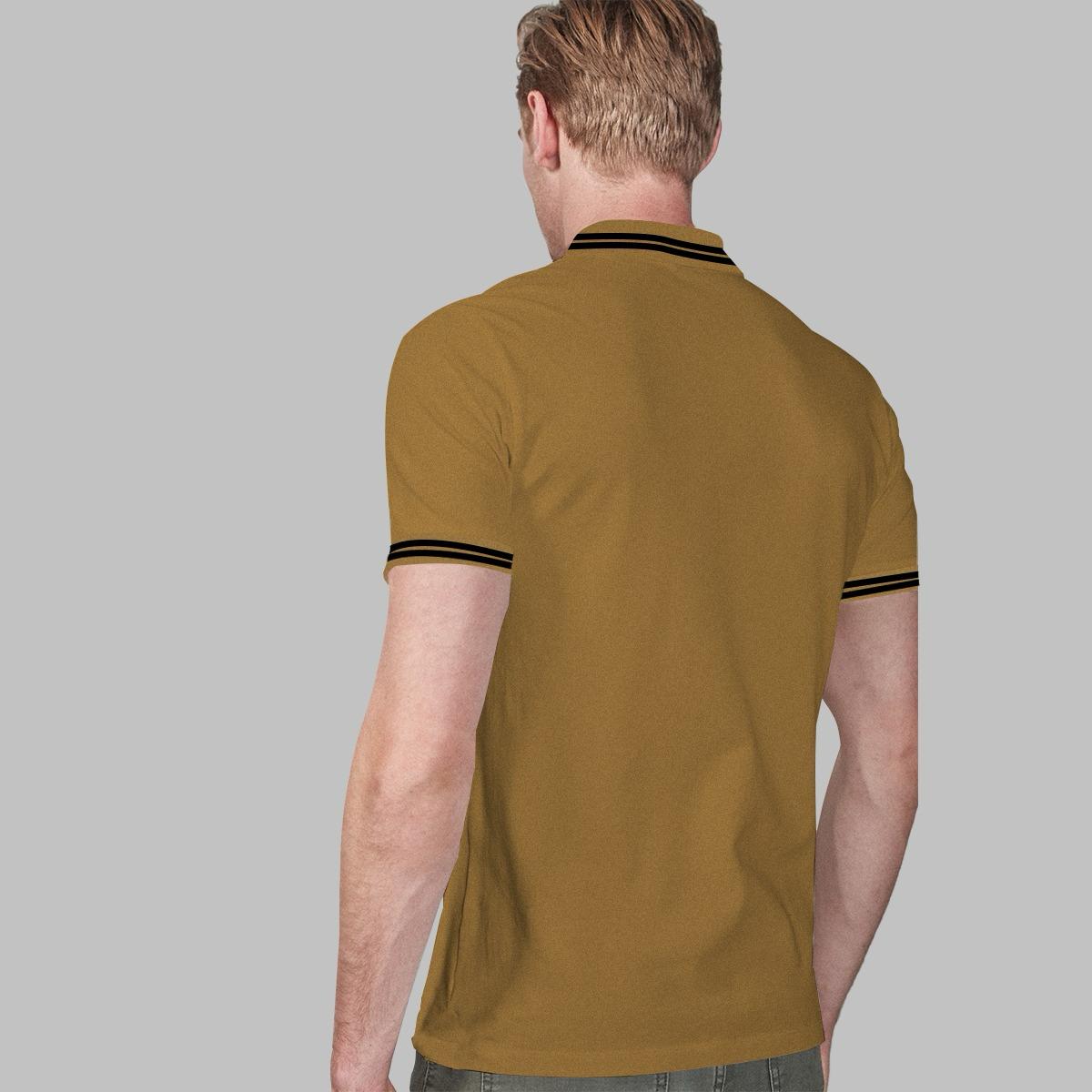 Men's Tipping Collar Classy Polo Shirt | Mustard Brown