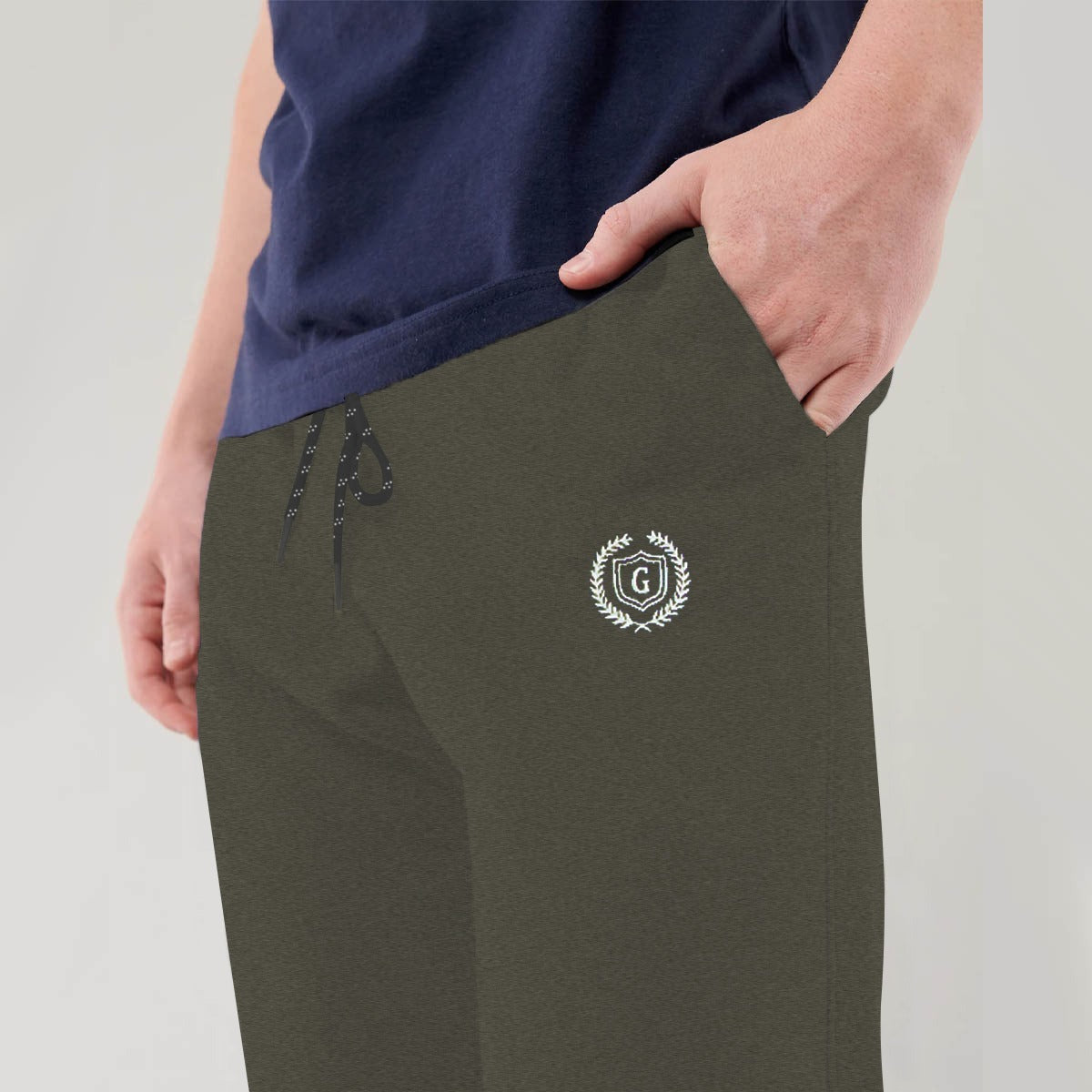 HG SIGNATURE EMB SOFT COTTON TROUSER - Olive Green