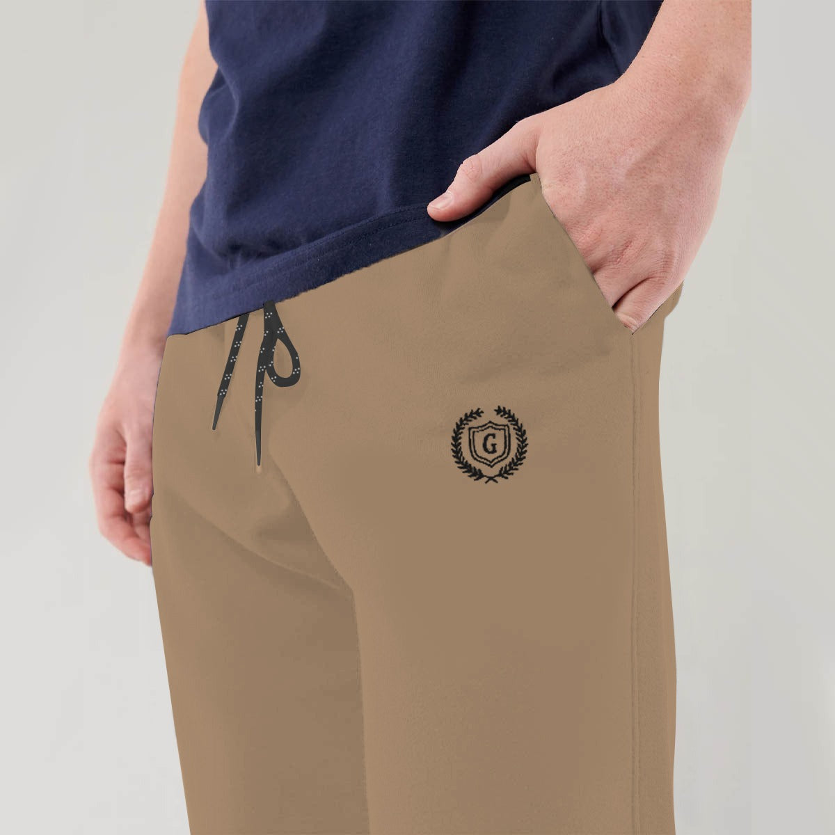 HG SIGNATURE EMB SOFT COTTON TROUSER - MUSTERED