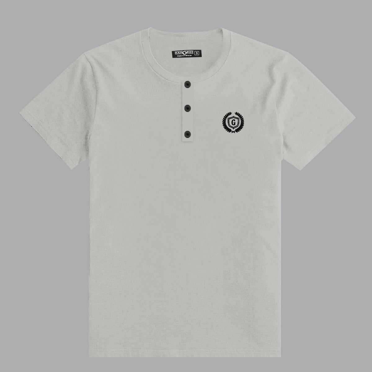 HG SIGNATURE EMB HENLEY TEE - OFF WHITE