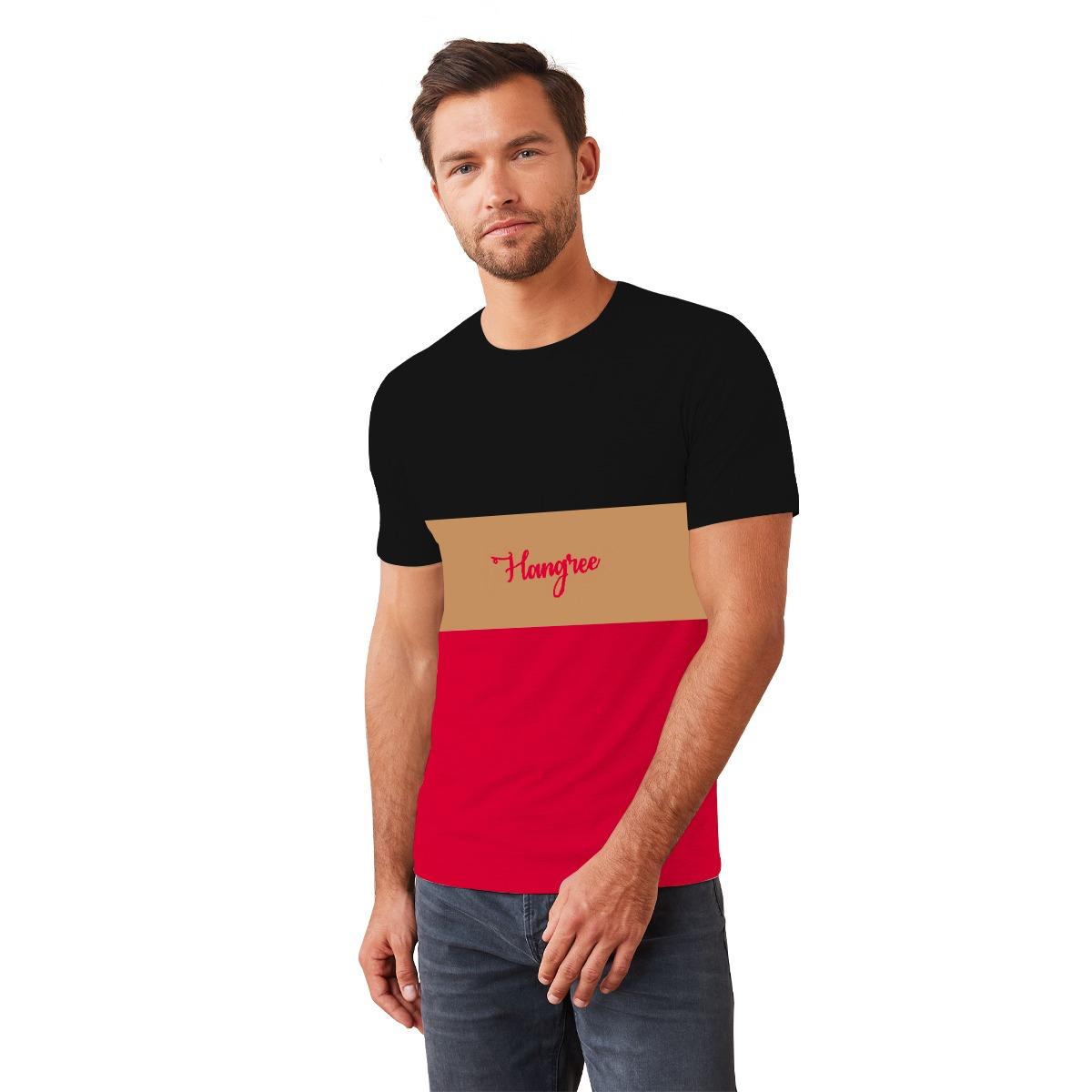 HG Three Panel Emb O Neck Tee Shirt For Men's