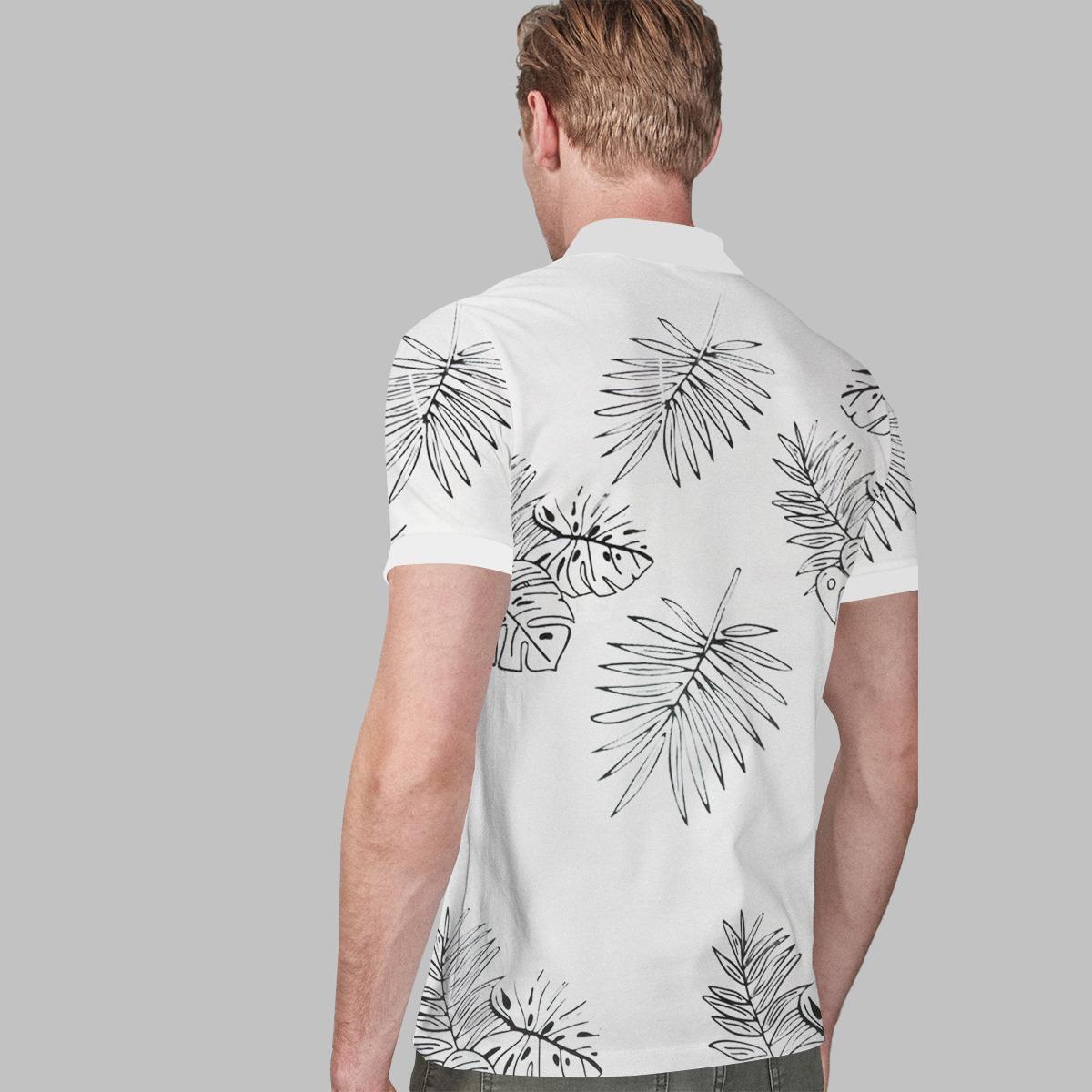 HG All Over Floral Printed Polo Shirt For Men's - White