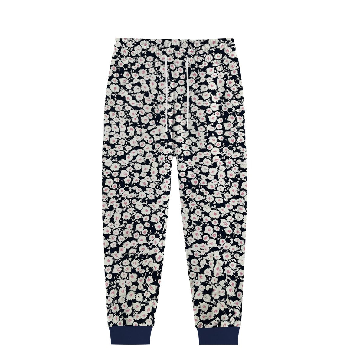 Girl's Allover Floral Printed Fleece Twin Set - Navy