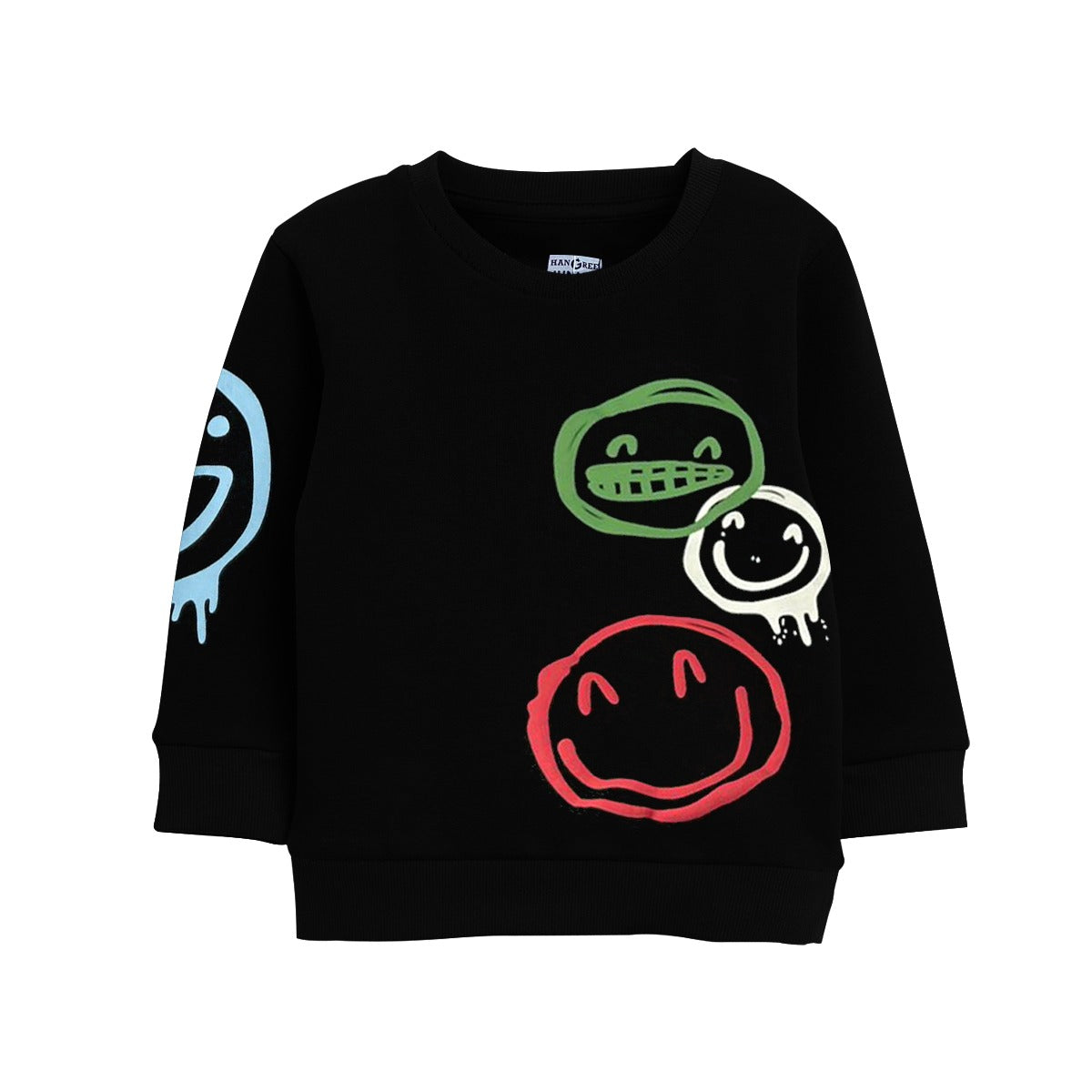 Unisex Smile Emoji Printed Twin Set - Black