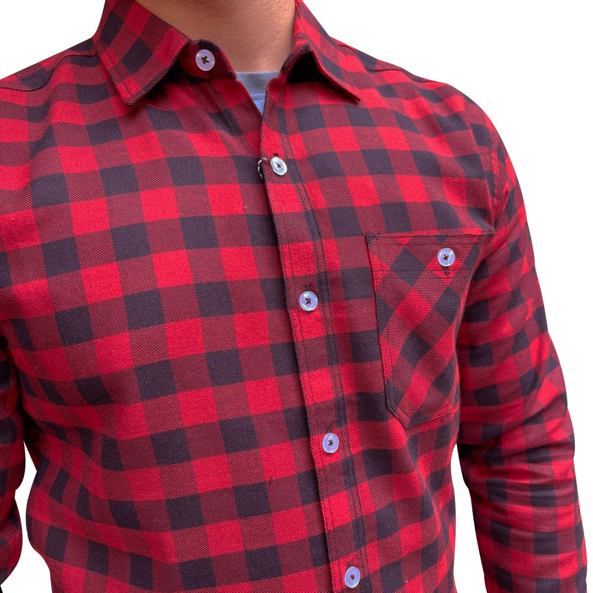 Men's Red Navy Check Casual Shirt