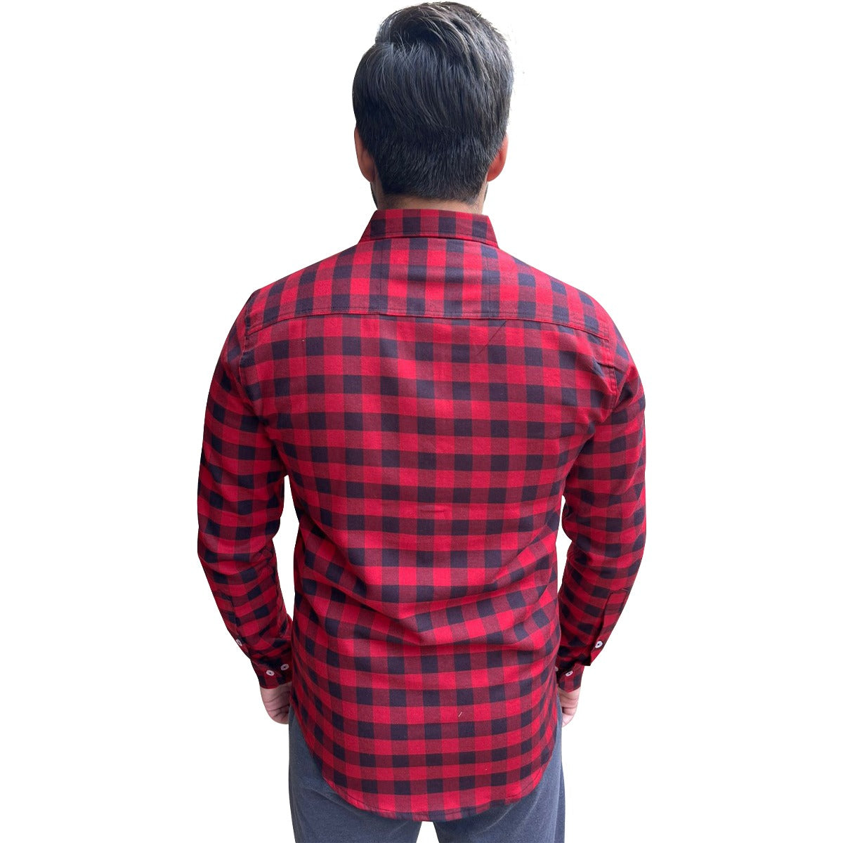 Men's Red Navy Check Winter Casual Shirt