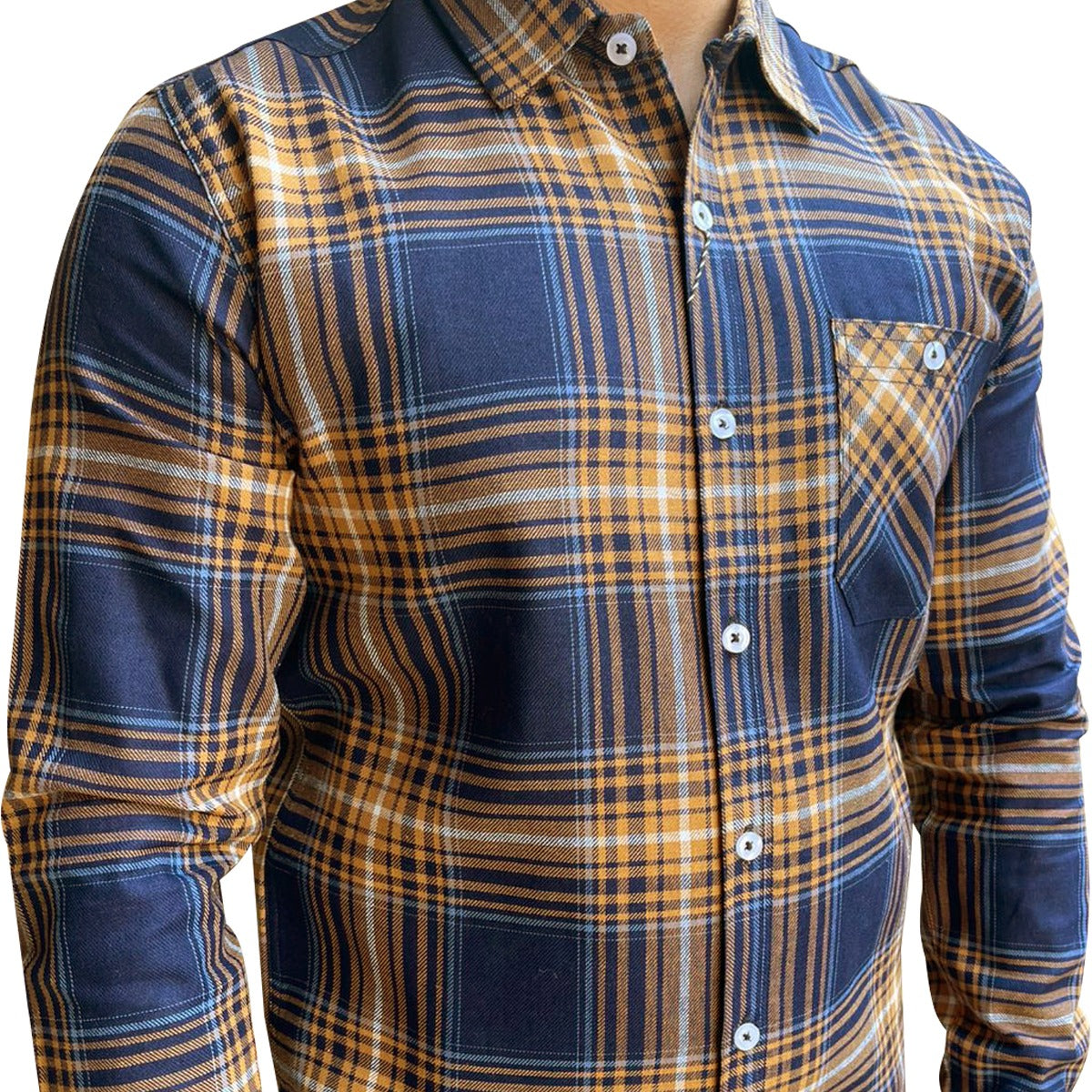 Men's Elegant Blue Check Winter Casual Shirt