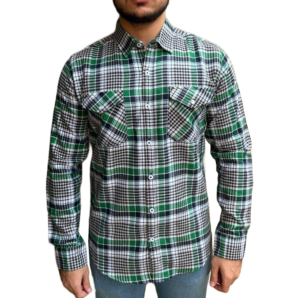 Men's Double Pocket Exclusive Check Winter Casual Shirt