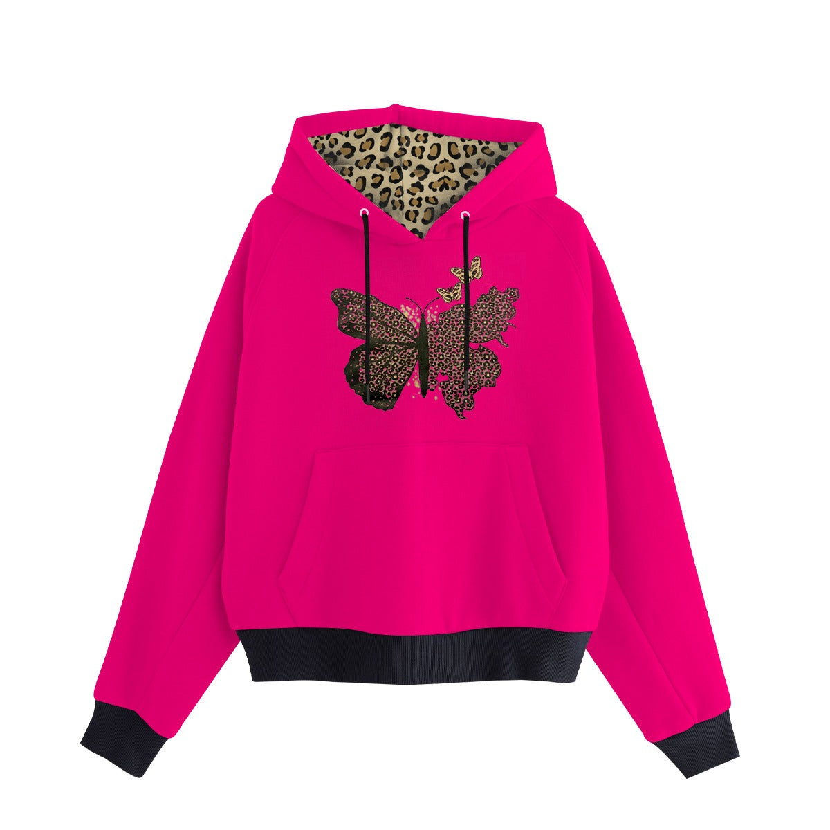 Women's Butterfly Printed Hoodie - Lovely Pink