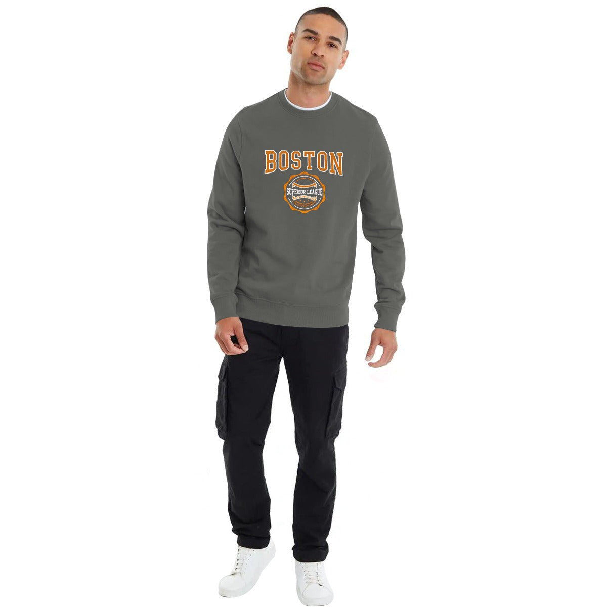 Men's Graphic Printed Sweat Shirt - Smoke Gray