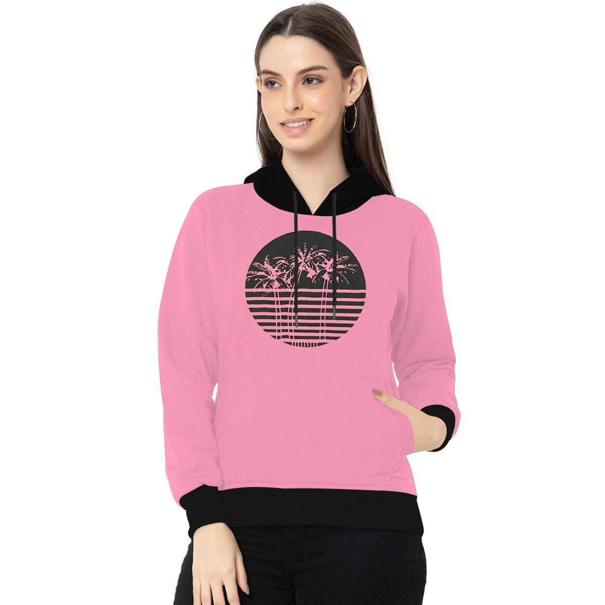 Women Graphic Printed Fashion Hoodie - Pink