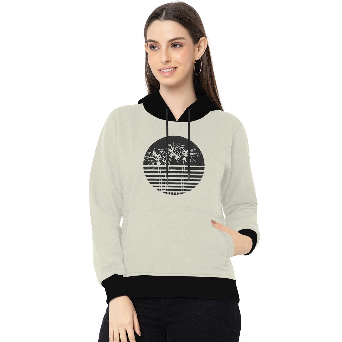 Women Graphic Printed Fashion Hoodie - Skin