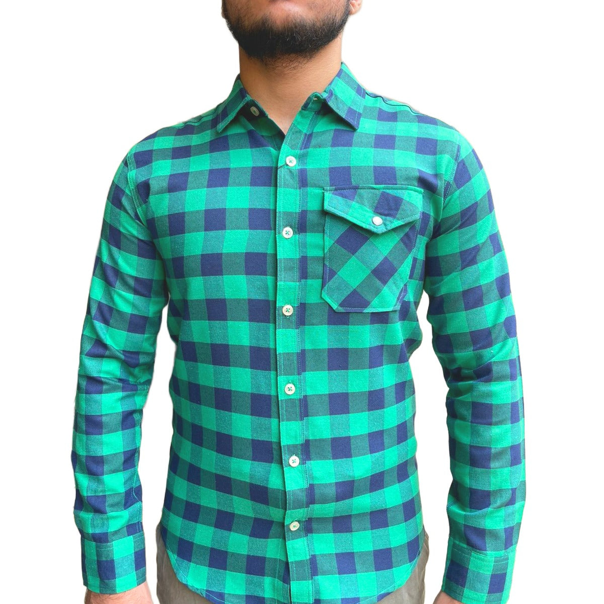 Men's Box Check Winter Casual Shirt