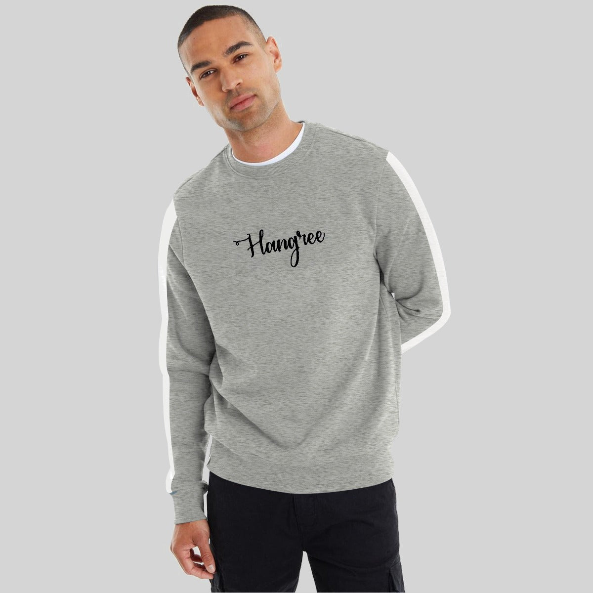 Hangree Signature Emb Panel Fashion Sweat Shirt - Hyder gray