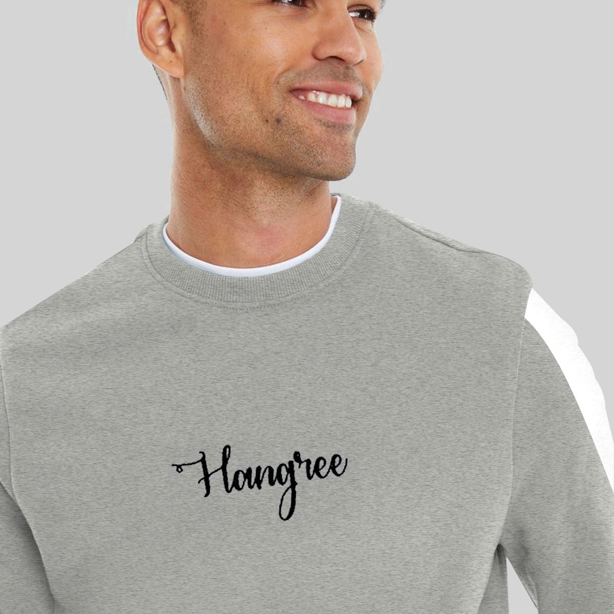 Hangree Signature Emb Panel Fashion Sweat Shirt - Hyder gray