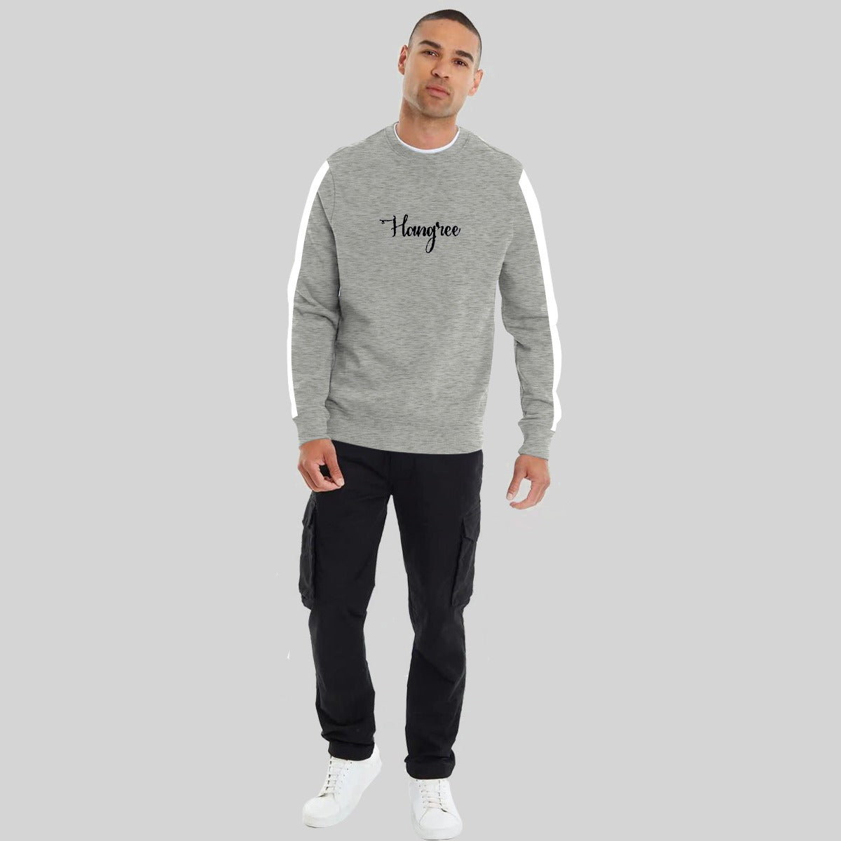 Hangree Signature Emb Panel Fashion Sweat Shirt - Hyder gray