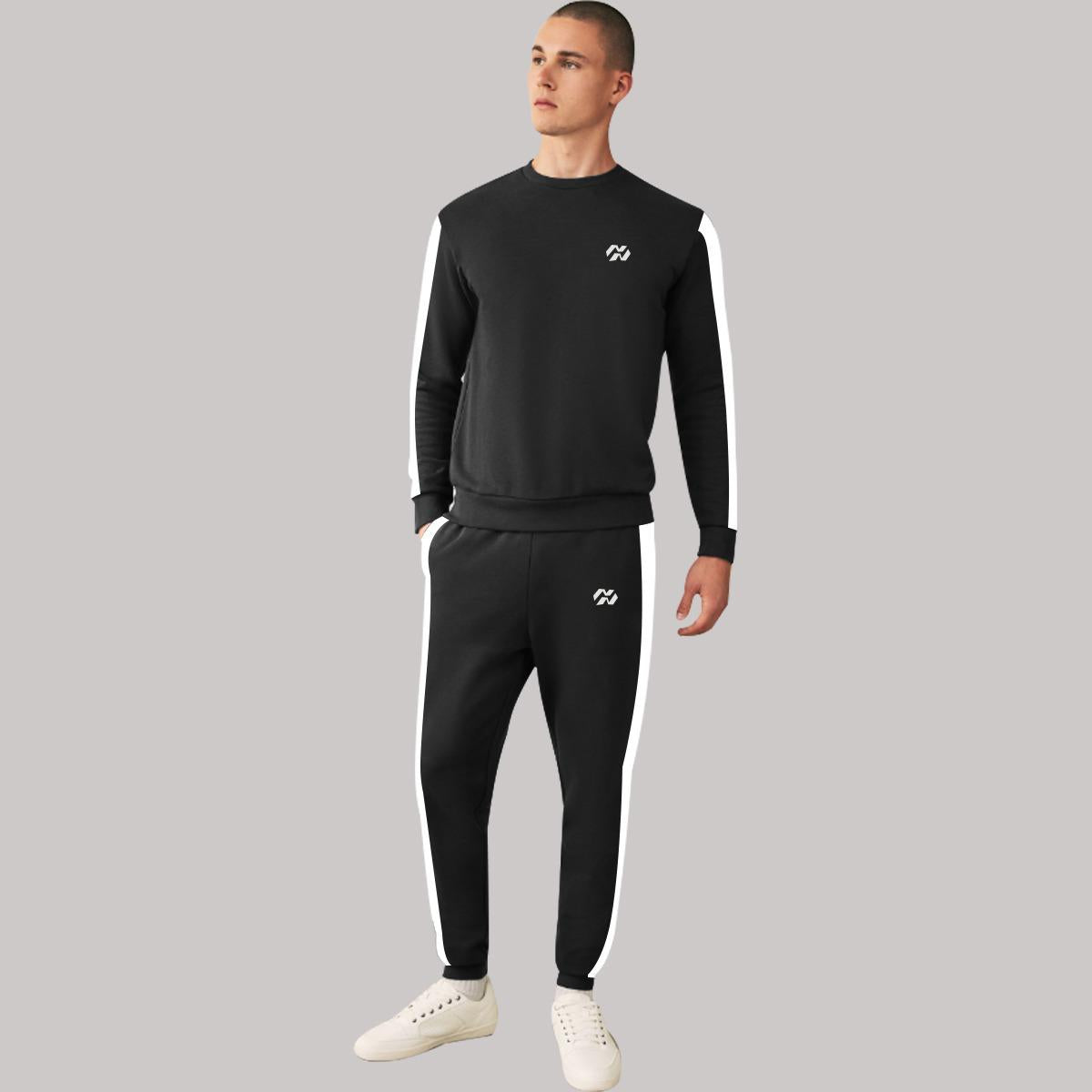 Men's Polyester Tracksuit for Winter - Black