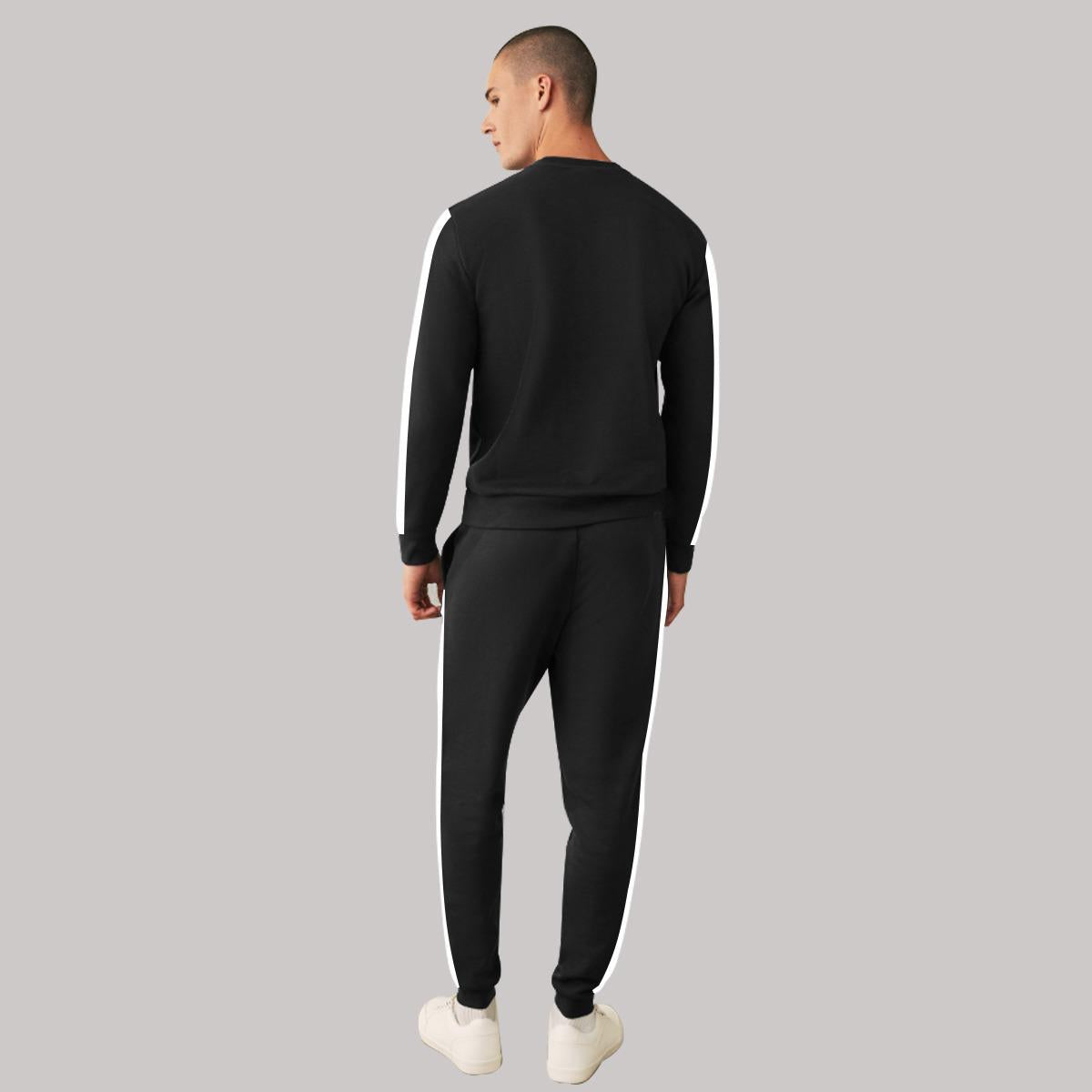 Men's Polyester Tracksuit for Winter - Black