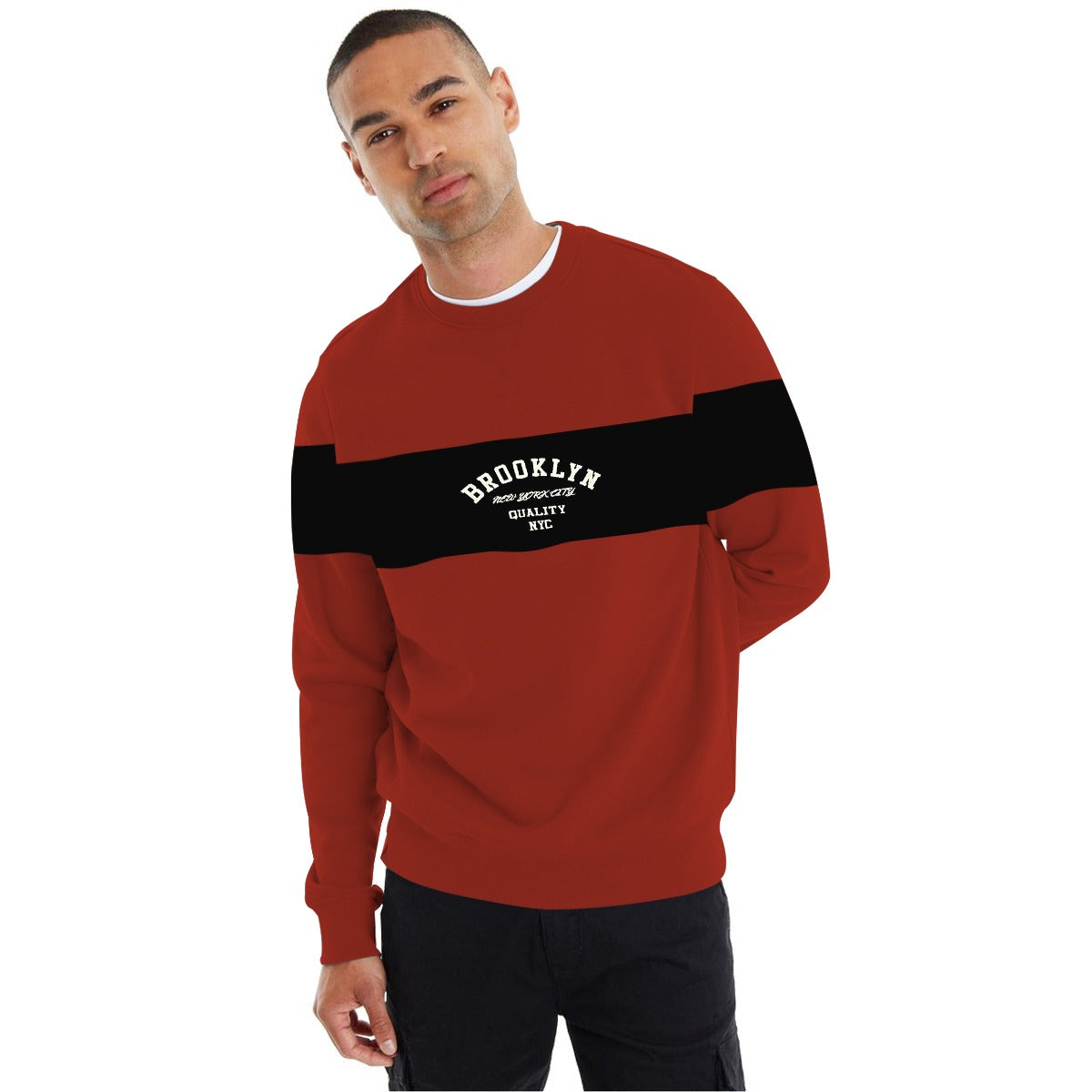 Cut & Sew "Brooklyn" Printed Panel Sweat Shirt - Dark Rest