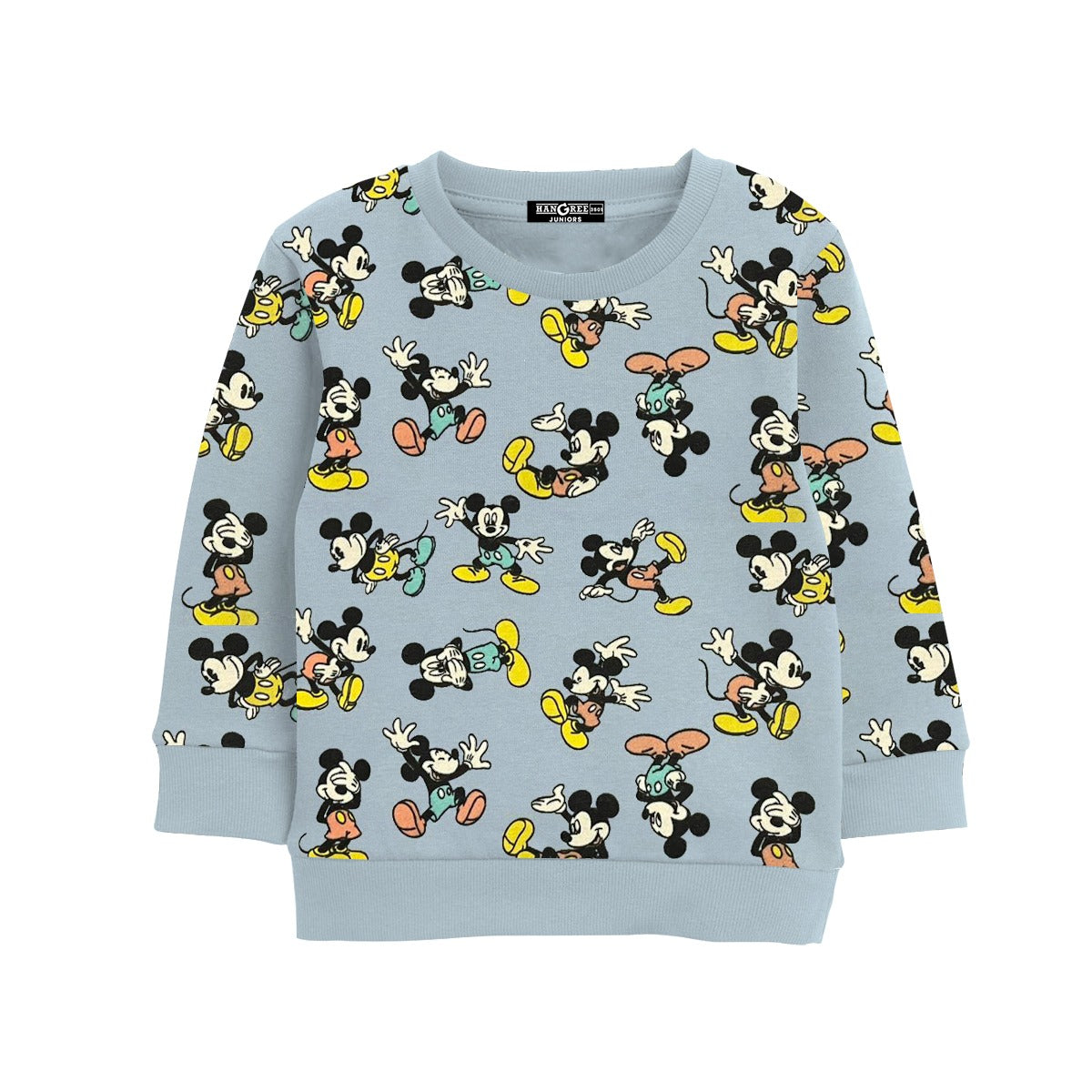 Unisex "Micky Mouse" All Over Printed Sweat Shirt - Sky Gray