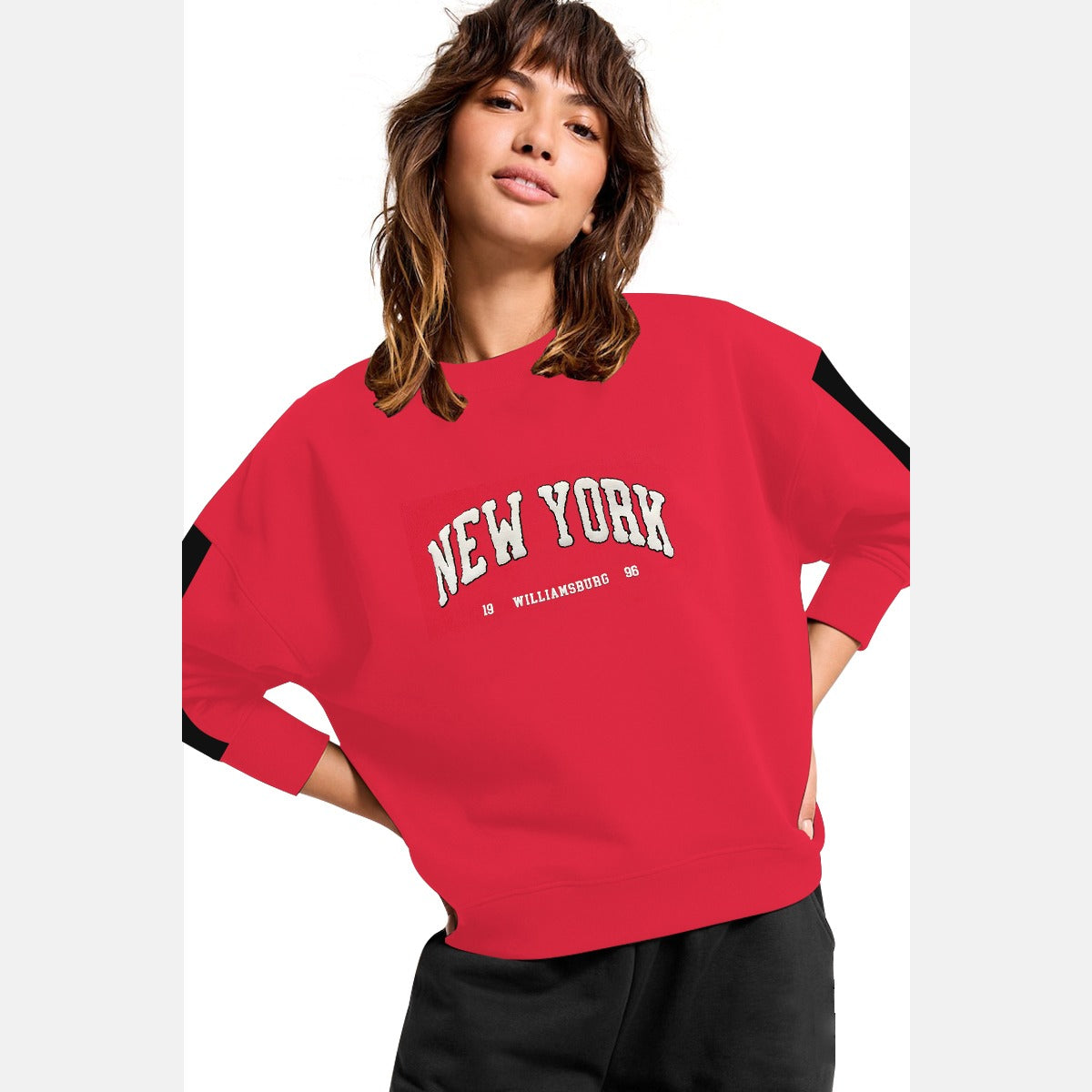 Women's "New York" Printed Sweat Shirt - Red