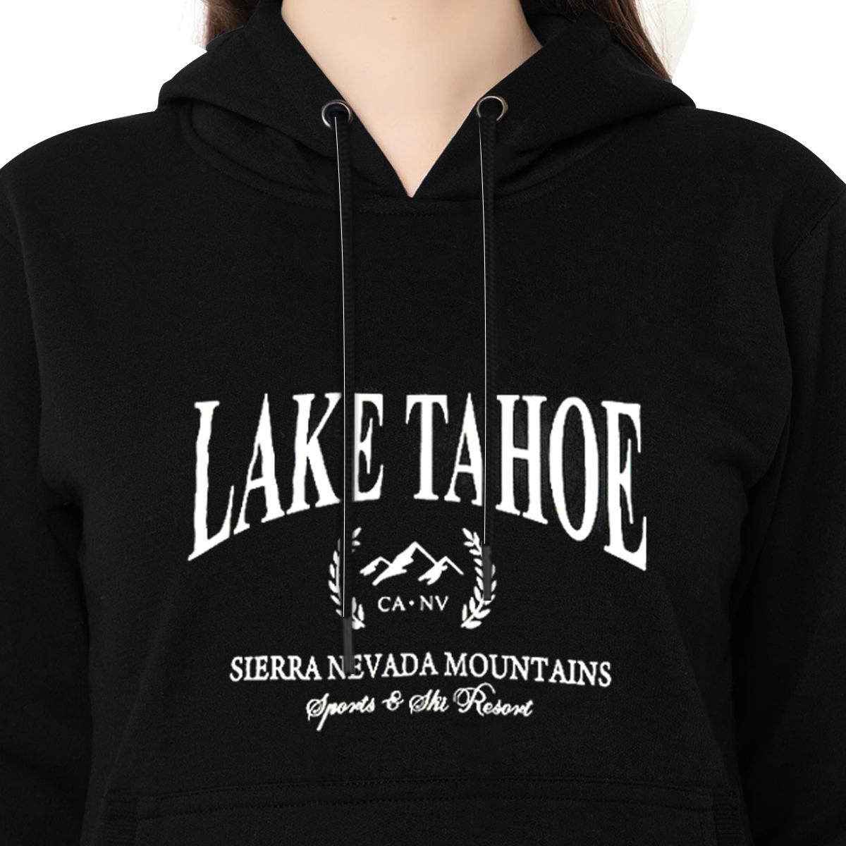 Women's "Lake Tahoe" Printed Hoodie - Black