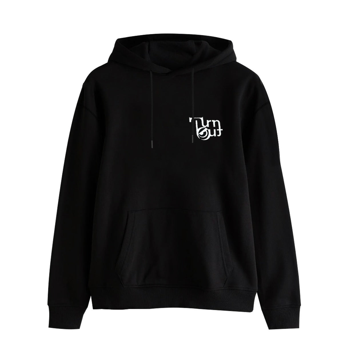 T/O Graphic Printed Drop Shoulder Fleece Hoodie - Black