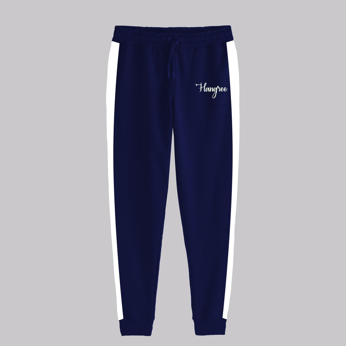 Hangree Signature Emb Close Bottom Panel Fashion Sweat Pant - Navy