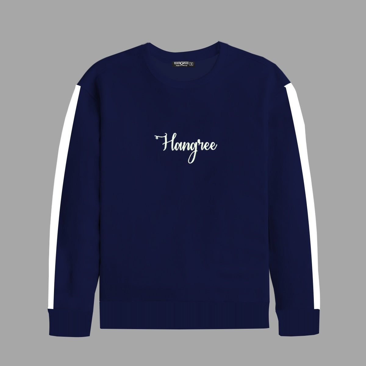 Hangree Signature Emb Panel Fashion Sweat Shirt - Navy