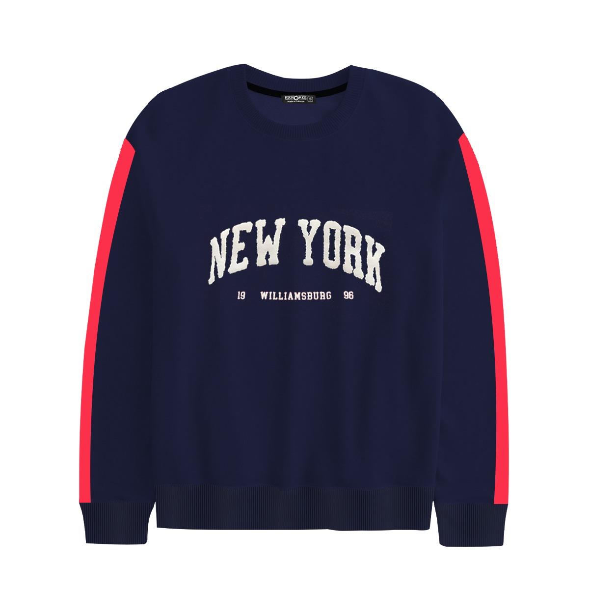 Women's "New York" Printed Sweat Shirt - Navy