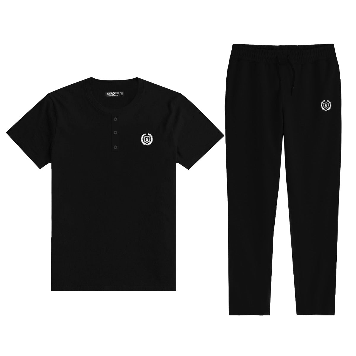 Men Signature Embroidered Summers Tracksuit - Black