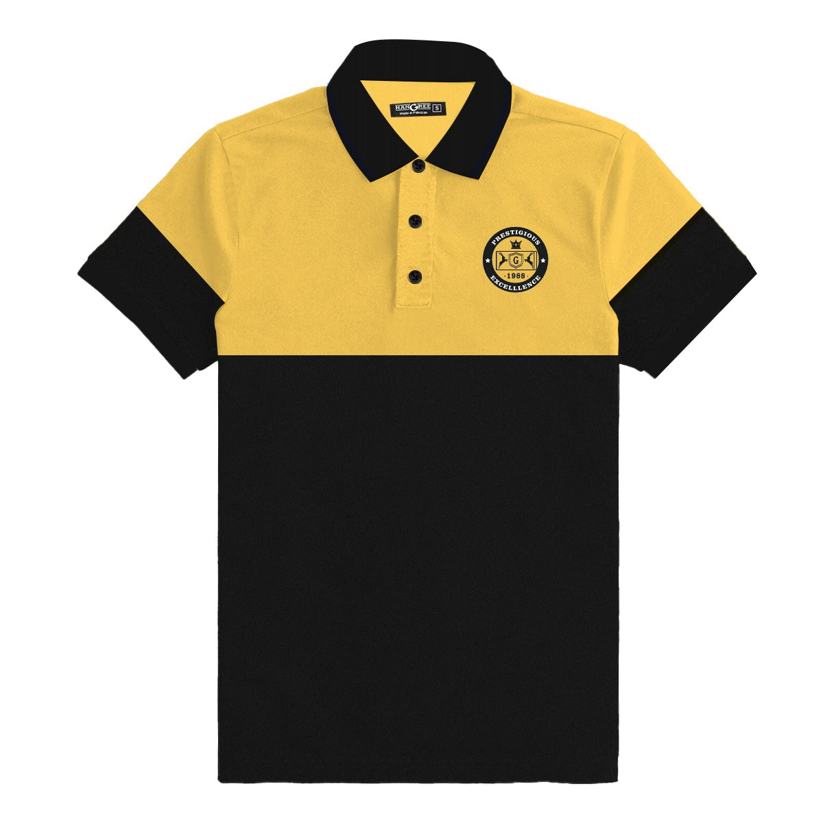 Signature Emb Luxury Panel Polo - Yellow Black