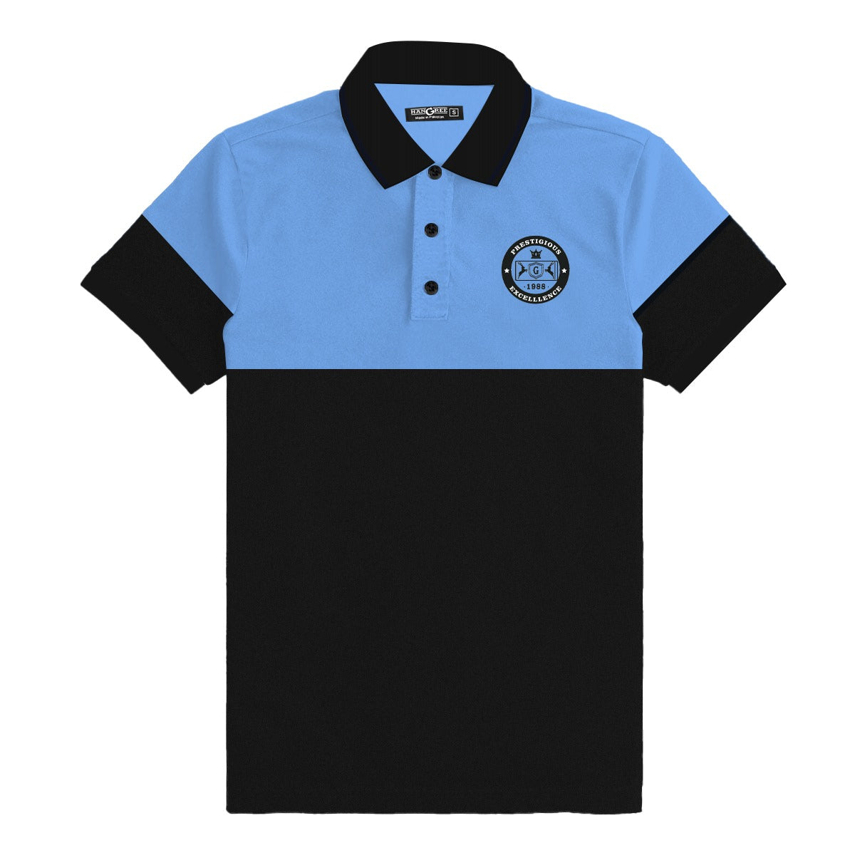 Signature Emb Luxury Panel Polo - Sky Black