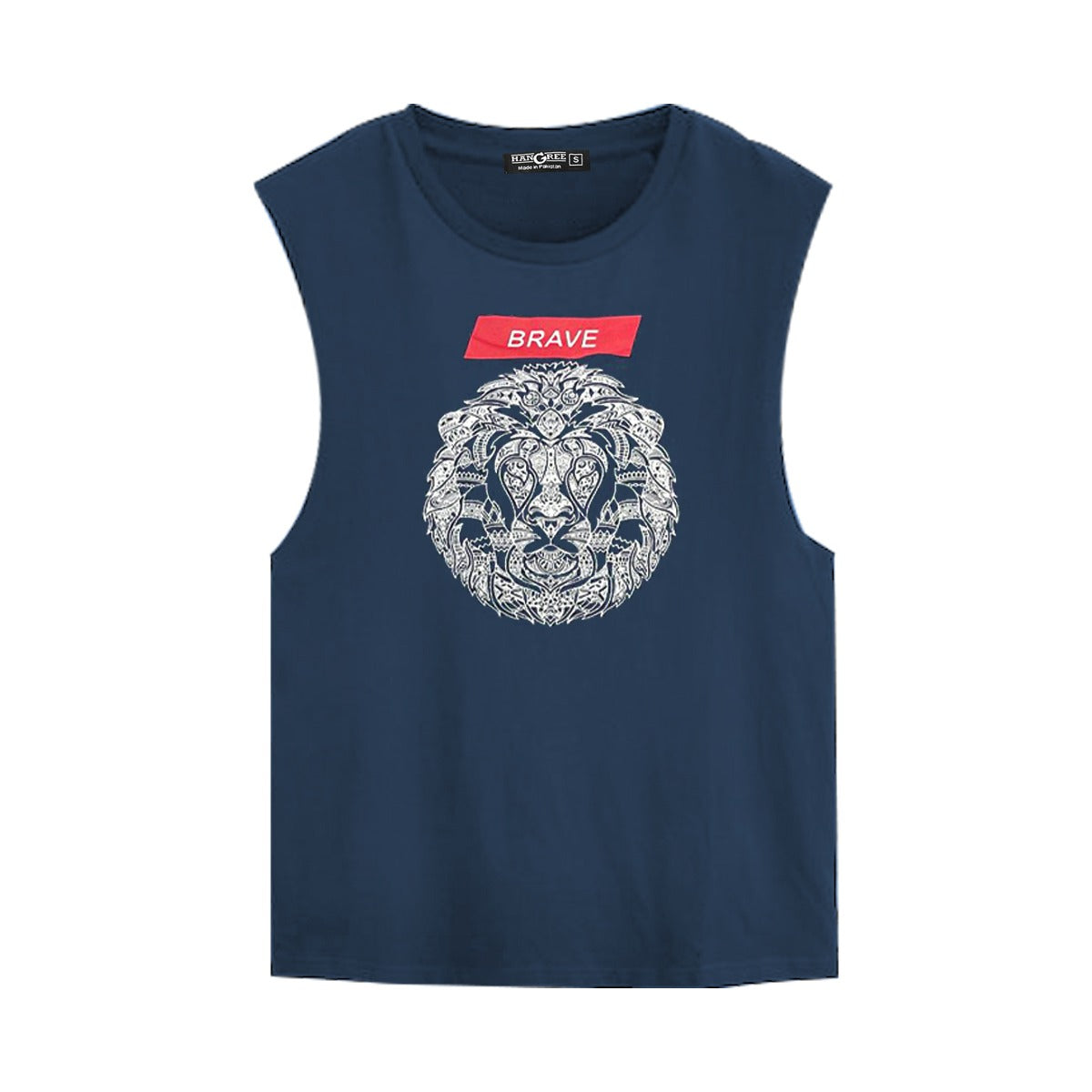 Graphic Printed Sleeveless Tee Shirt - Navy