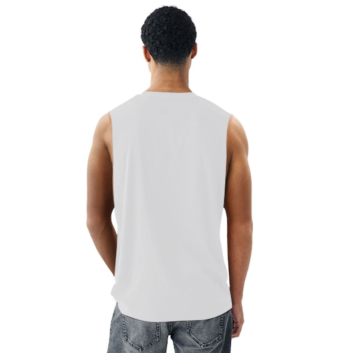 Graphic Printed Sleeveless Tee Shirt - White