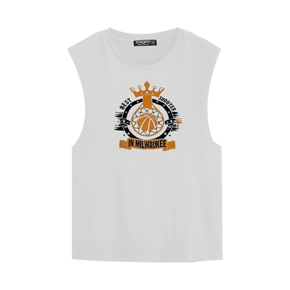 Graphic Printed Sleeveless Tee Shirt - White