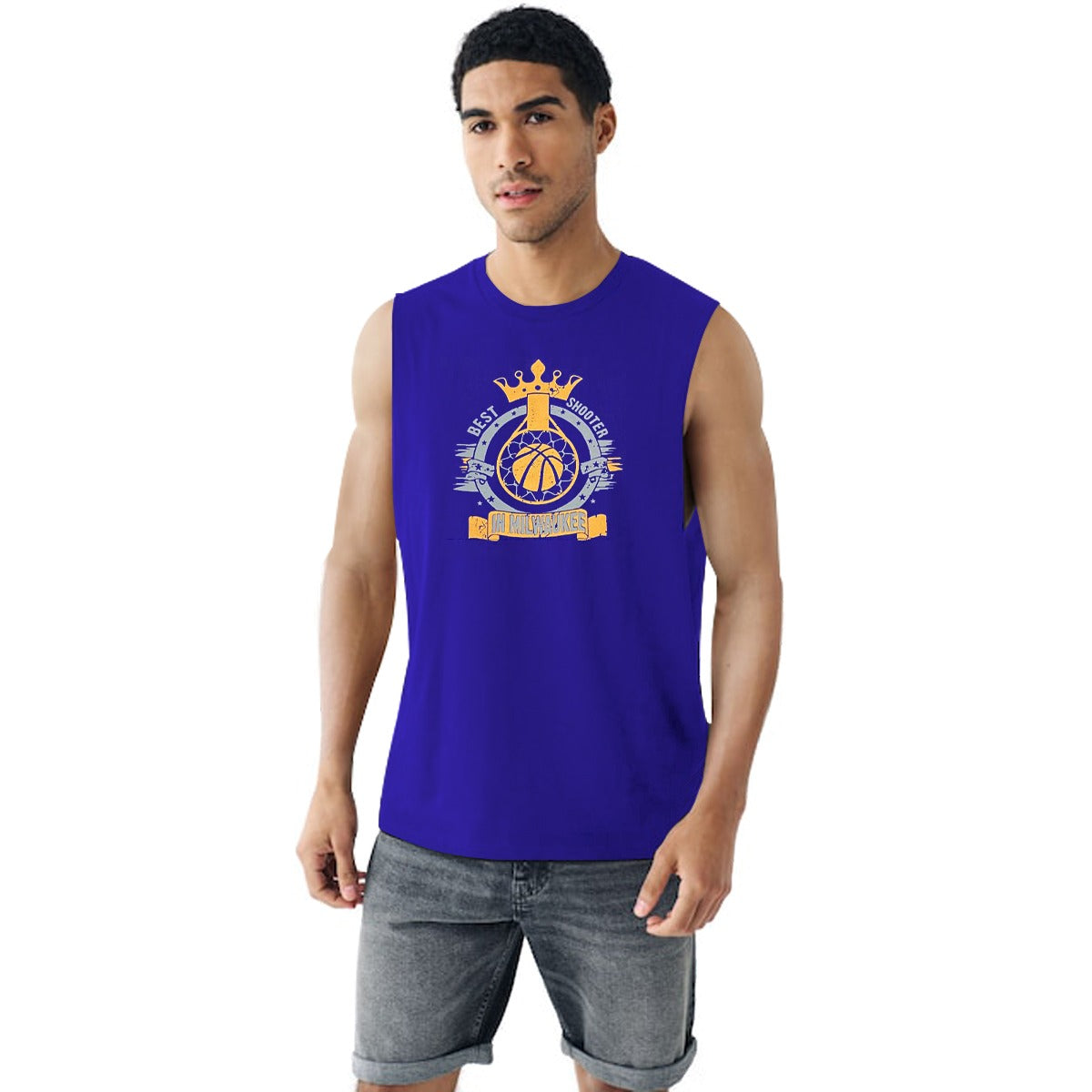 Graphic Printed Sleeveless Tee Shirt - Purple