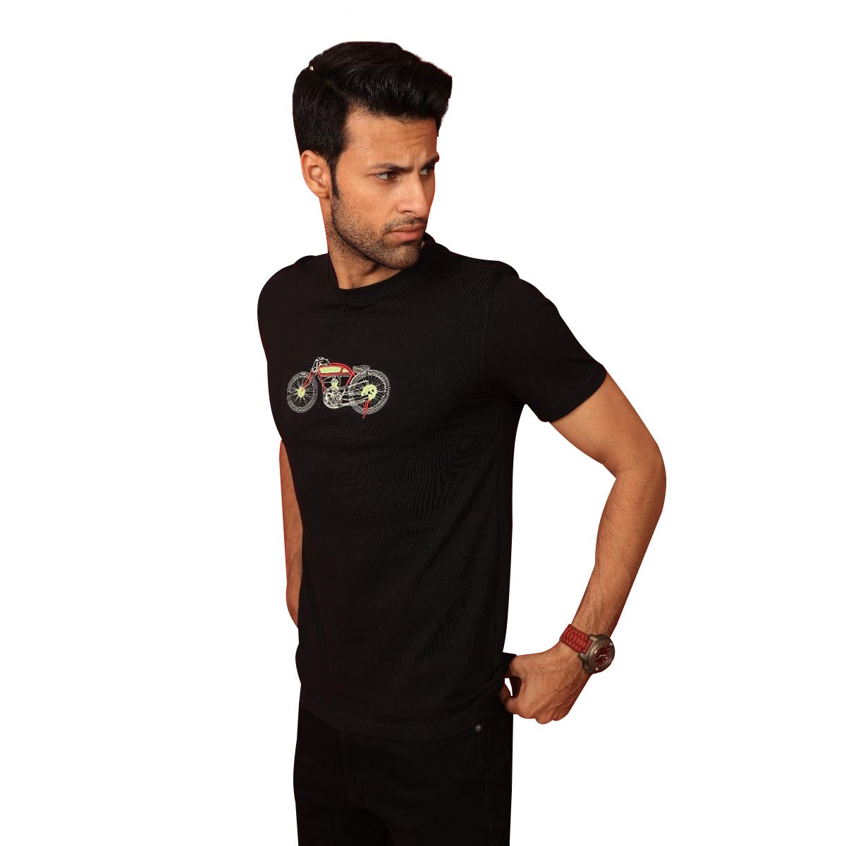 Harley Davidson Embroidered Men Tee Shirt - Black