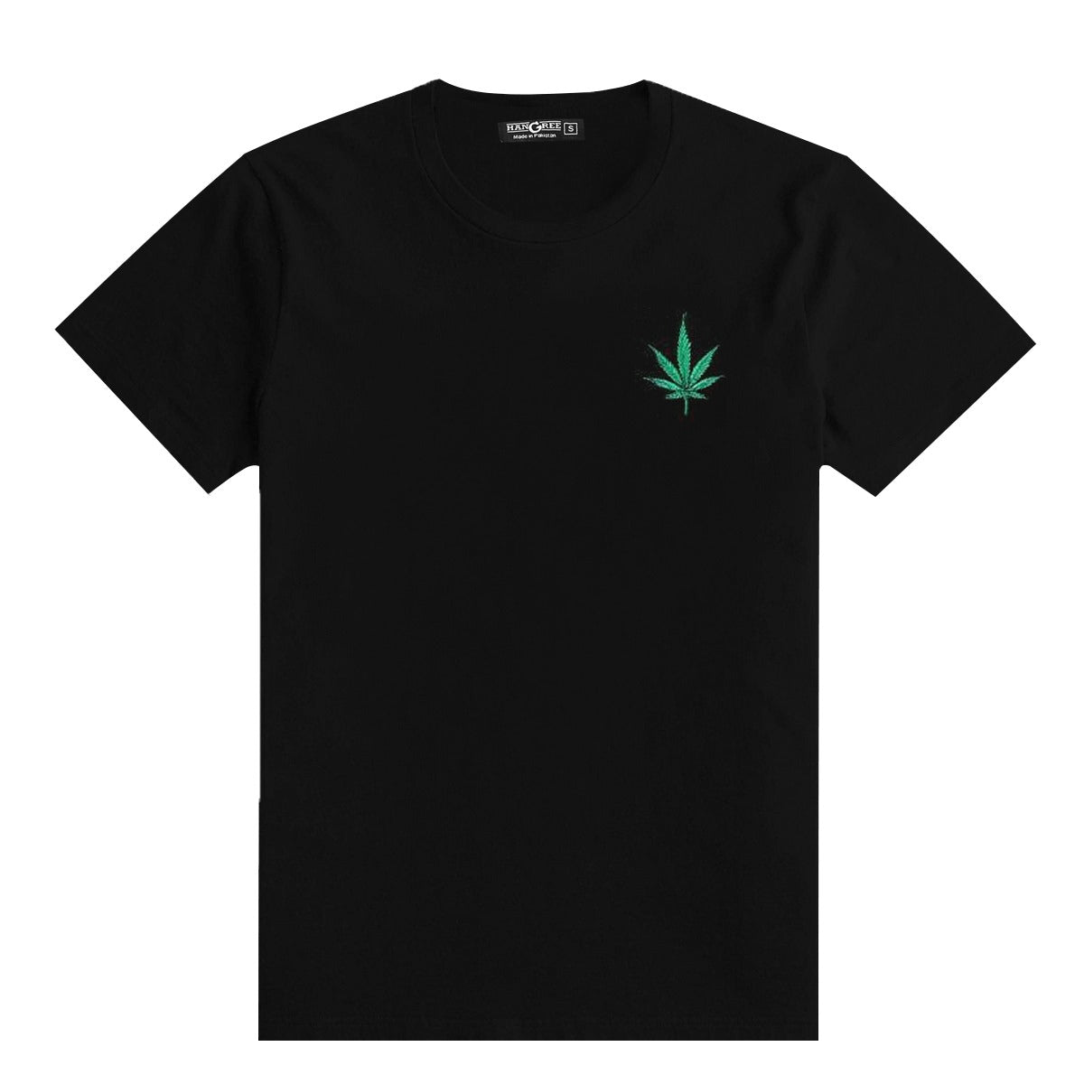 Leaf Embroidered Men Tee Shirt - Black