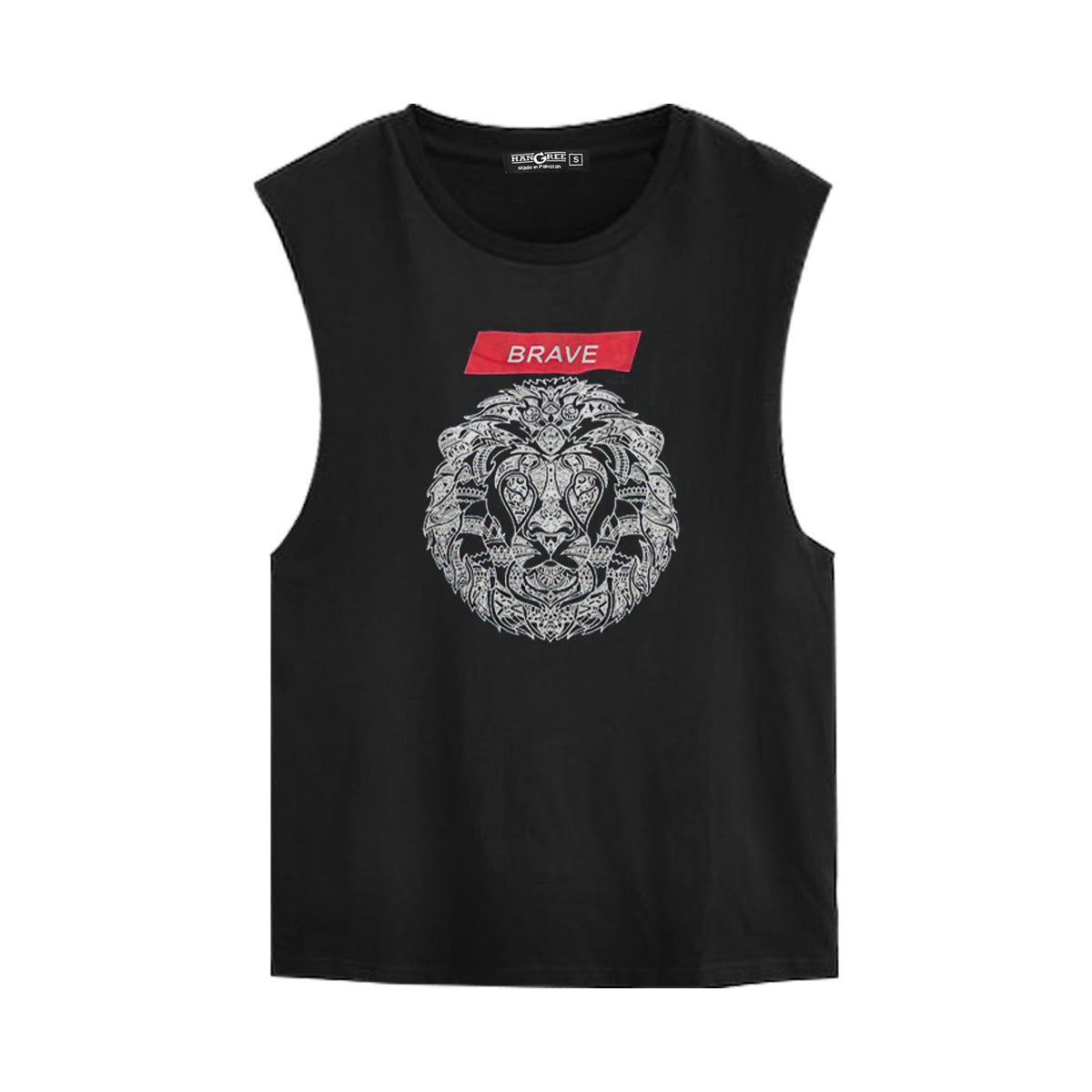 Graphic Printed Sleeveless Tee Shirt - Black