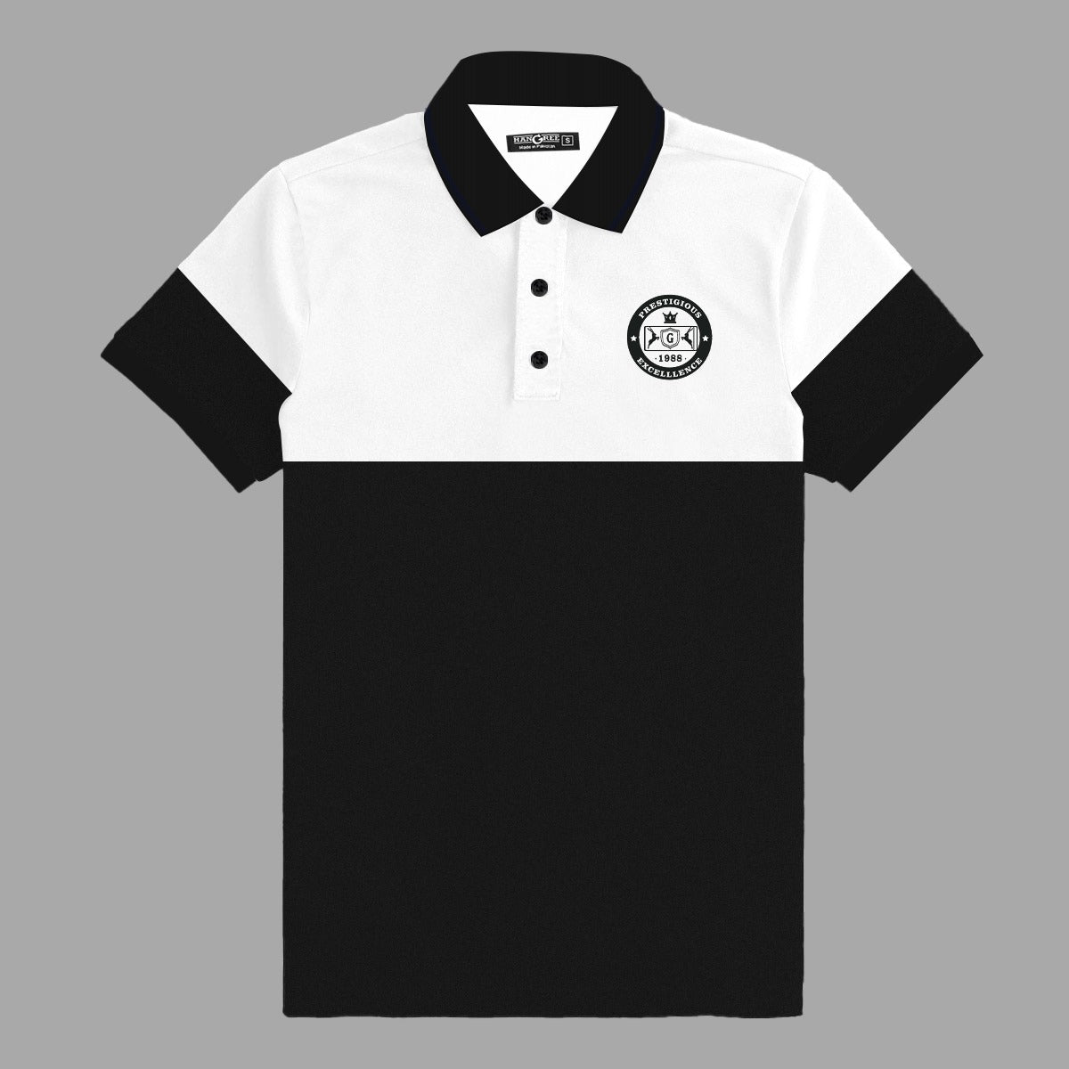 Signature Emb Luxury Panel Polo - White Black