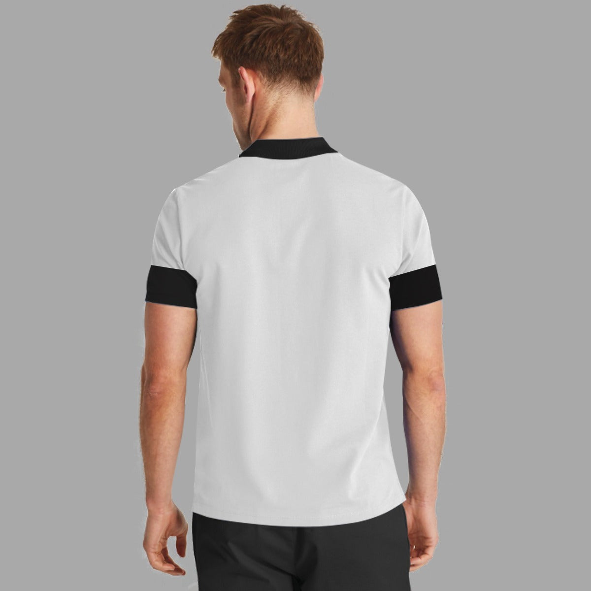 Signature Emb Luxury Panel Polo - White Black