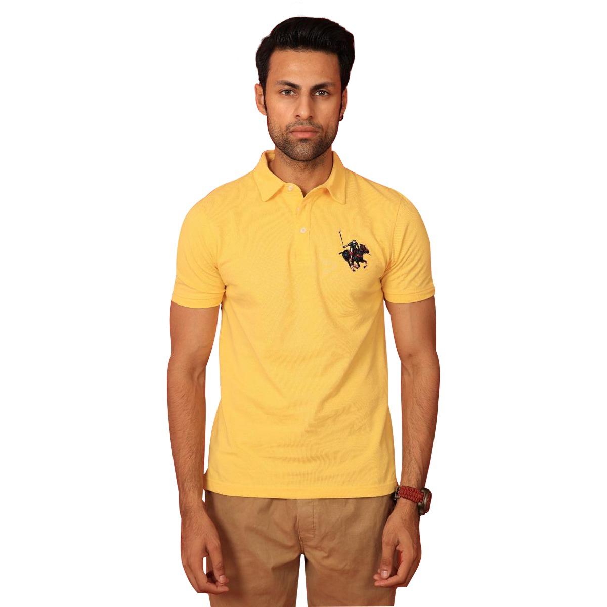 Signature Embroidered Men Polo - Yellow