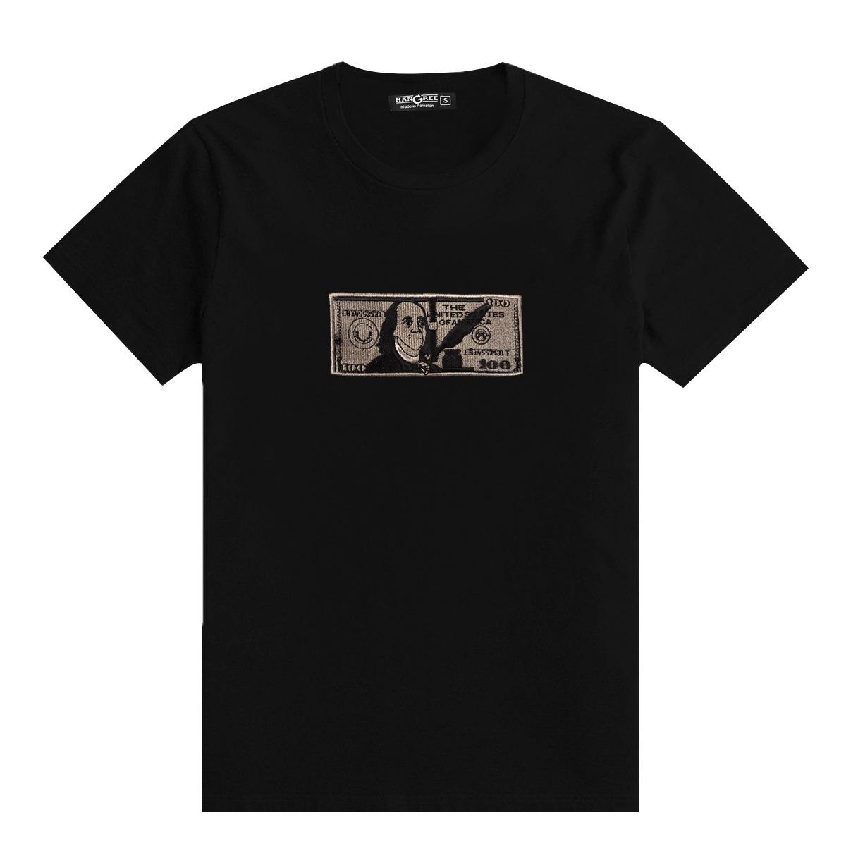 Dollar Embroidered Men Tee - Black